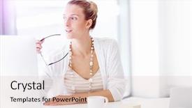  Presentation with office desk reception - Presentation theme with beautiful business monitors modern business background - attractive office worker sitting background and a lemonade colored foreground