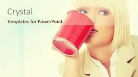  Presentation with business abstract - Beautiful slides featuring beautiful-business-woman-holding-cup backdrop and a cream colored foreground
