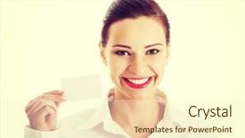  Presentation with older person holding pills - Theme having beautiful business woman holding personal background and a  colored foreground