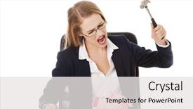  Presentation with woman piggy bank isolated - Amazing theme having beautiful business woman is trying to destroy piggy bank with hammer isolated on white backdrop and a white colored foreground