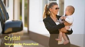  Presentation with black child - Presentation with beautiful-business-woman-mother background and a tawny brown colored foreground