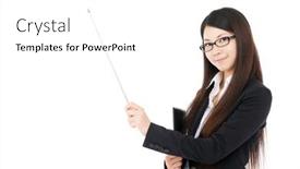  Presentation with asian - PPT theme consisting of beautiful-business-woman-portrait background and a  colored foreground