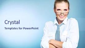  Presentation with studio - Theme with beautiful business woman studio shot background and a sky blue colored foreground