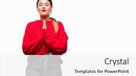  Presentation with praying hands - Audience pleasing slide set consisting of beautiful business woman wearing winter backdrop and a  colored foreground