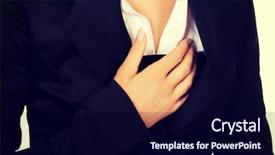  Presentation with young business woman smile show - Theme consisting of beautiful business woman with heartache background and a  colored foreground