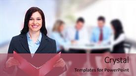  Presentation with group - Slides consisting of beautiful business woman background and a violet colored foreground