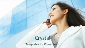 Presentation with modern building - Cool new presentation theme with beautiful business woman backdrop and a sky blue colored foreground