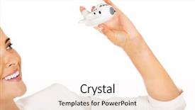  Presentation with airplane - Cool new theme with beautiful businesswoman holding airplane model backdrop and a sky blue colored foreground