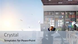  Presentation with media - PPT layouts featuring beautiful-businesswoman-meditating-mixed-media background and a light blue colored foreground