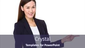  Presentation with finger point - Slide set featuring beautiful businesswoman showing finger point aside background and a tawny brown colored foreground