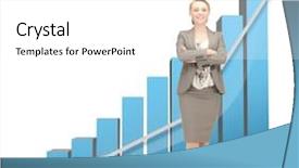  Presentation with data - Slide set featuring beautiful businesswoman with big background and a white colored foreground