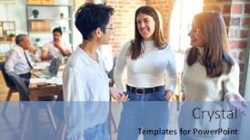  Presentation with rest - Audience pleasing slides consisting of beautiful-businesswomen-smiling-happy-standing backdrop and a teal colored foreground