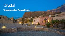  Presentation with byzantine - Amazing PPT theme having beautiful byzantine castle town backdrop and a teal colored foreground