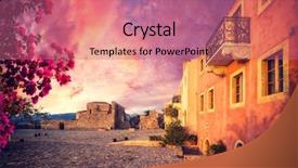  Presentation with byzantine - Beautiful theme featuring beautiful byzantine castle town backdrop and a coral colored foreground