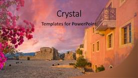  Presentation with byzantine - Presentation design consisting of beautiful byzantine castle town background and a coral colored foreground