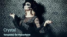  Presentation with catrina - Audience pleasing slide set consisting of beautiful calavera catrina over vintage background fashion model with sugar skull makeup dia de los muertos day of the dead halloween backdrop and a wine colored foreground