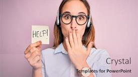 Presentation with secret agent - Amazing presentation theme having beautiful-call-center-agent-woman backdrop and a lemonade colored foreground