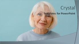  Presentation with calm - Slide set featuring beautiful-calm-senior-woman background and a light blue colored foreground