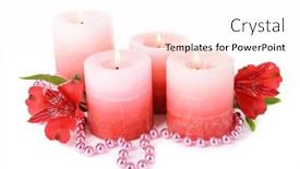  Presentation with white candles - Slide deck enhanced with beautiful-candles-with-flowers-isolated background and a pink colored foreground