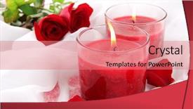  Presentation with white candles - Presentation theme with beautiful candles with flowers on white cloth close up background and a coral colored foreground