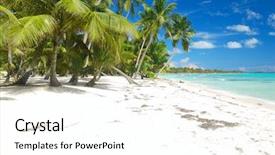  Presentation with republic dominican - Amazing PPT theme having beautiful caribbean beach in dominican republic backdrop and a white colored foreground
