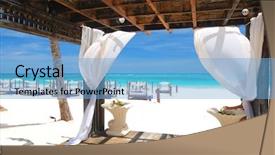  Presentation with dominican republic - Slide deck featuring beautiful caribbean beach with gazebo background and a light blue colored foreground