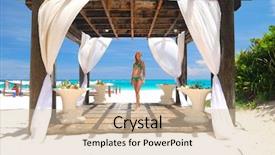  Presentation with dominican republic - Beautiful presentation theme featuring beautiful caribbean beach with pergola backdrop and a soft green colored foreground