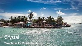  Presentation with turquoise - Theme with turquoise water in cay background and a gray colored foreground