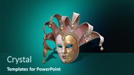  Presentation with carnival - Presentation design having beautiful-carnival-mask-from-venice background and a ocean colored foreground