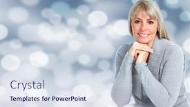  Presentation with blue lights - Slide set consisting of beautiful-casual-woman-portrait-over background and a  colored foreground