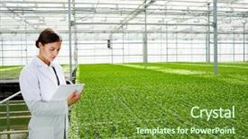  Presentation with agricultural engineering - Presentation theme with beautiful caucasian agricultural engineer standing background and a tawny brown colored foreground