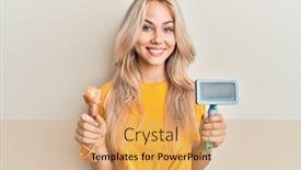  Presentation with cool - Audience pleasing PPT layouts consisting of beautiful-caucasian-blonde-girl-holding backdrop and a coral colored foreground