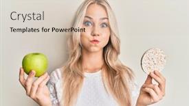  Presentation with nachos - Slide deck with beautiful-caucasian-blonde-girl-holding background and a lemonade colored foreground