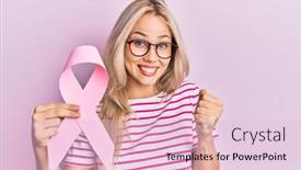  Presentation with pink ribbon - Slide set with beautiful-caucasian-blonde-girl-holding background and a lemonade colored foreground