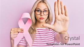  Presentation with pink ribbon - PPT layouts enhanced with beautiful-caucasian-blonde-girl-holding background and a lemonade colored foreground