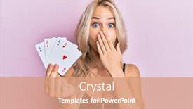  Presentation with poker - Audience pleasing slide set consisting of beautiful-caucasian-blonde-girl-holding backdrop and a coral colored foreground