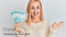  Presentation with achievement - Slide set featuring beautiful-caucasian-blonde-woman-holding background and a lemonade colored foreground