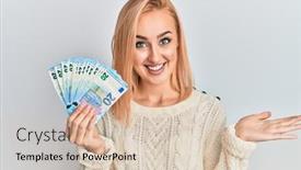  Presentation with achievement - Beautiful slide deck featuring beautiful-caucasian-blonde-woman-holding backdrop and a lemonade colored foreground