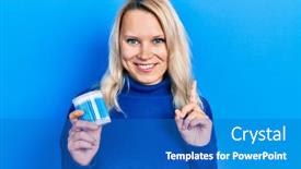  Presentation with cotton - Slide deck with beautiful-caucasian-blonde-woman-holding background and a teal colored foreground