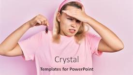  Presentation with stressed - Presentation featuring beautiful-caucasian-blonde-woman-holding background and a lemonade colored foreground