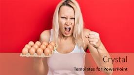  Presentation with anger - Presentation design with beautiful-caucasian-blonde-woman-holding background and a  colored foreground