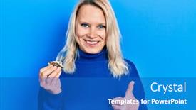  Presentation with oyster - Presentation theme consisting of beautiful-caucasian-blonde-woman-holding background and a  colored foreground