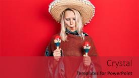  Presentation with festive - Audience pleasing PPT theme consisting of beautiful-caucasian-blonde-woman-wearing backdrop and a red colored foreground