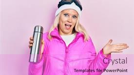  Presentation with achievement - Theme having beautiful-caucasian-blonde-woman-wearing background and a lilac colored foreground