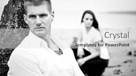  Presentation with black white love - Slides consisting of beautiful caucasian couple in love sitting on the beach in black and white background and a light gray colored foreground