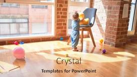  Presentation with infant - Amazing PPT theme having cuddling stuffed animal at kindergarten backdrop and a coral colored foreground