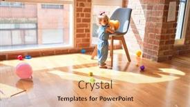  Presentation with infant - Slide set with playful cuddling stuffed animal background and a coral colored foreground