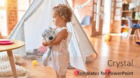  Presentation with infant - Slide deck with beautiful-caucasian-infant-playing background and a coral colored foreground