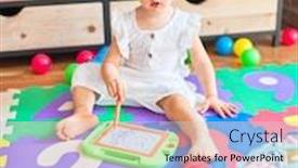  Presentation with infant - Slide deck enhanced with beautiful-caucasian-infant-playing background and a lemonade colored foreground