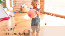  Presentation with infant - Slide set with beautiful-caucasian-infant-playing background and a coral colored foreground